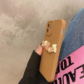 iPhone 15 Pro Max Kılıf 3D M Bear Kamera Korumalı Silikon Kapak - 4