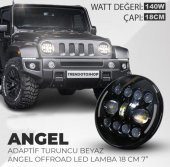 18 Cm 7” Turuncu Beyaz Angel Adaptif Far Angel 8 Modlu Offroad Led Lamba Drl - 1