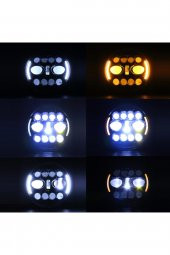18 Cm 7” Turuncu Beyaz Angel Adaptif Far Angel 8 Modlu Offroad Led Lamba Drl - 2