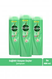 Elidor Superblend Saç Bakım Şampuanı Sağlıklı Uzayan Saçlar Biotin Argan Yağı Arjinin 400 ml X3 - 1