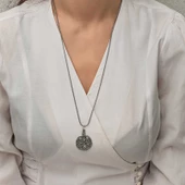 Gümüş Kazaziye Örgü Kadın Kolye  SL5234 thumbnail 6