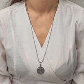 Gümüş Kazaziye Örgü Kadın Kolye  SL5234 thumbnail 5