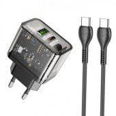 Polham HC Seri 20W 1x USB,1x Type-C Şarj Başlığı ve 1MT Type C Kablolu Süper Hızlı Şarj Adaptör Seti - 1
