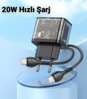 Polham HC Seri 20W 1x USB,1x Type-C Şarj Başlığı ve 1MT Type C Kablolu Süper Hızlı Şarj Adaptör Seti - 2