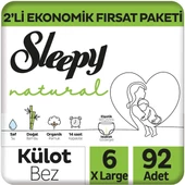 Sleepy Natural 2'li Ekonomik Fırsat Paketi Külot Bez 6 Numara Xlarge 92 Adet - 1