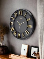 Galaxy Premium Serisi Modern Tasarımlı Roma Rakamlı 40 cm Duvar Saati Siyah-Gold thumbnail 2