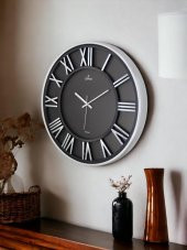 Galaxy Premium Serisi Modern Tasarımlı Roma Rakamlı 40 cm Duvar Saati Siyah-Gri thumbnail 2