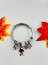 Kadın Charm Balık  Çelik Bileklik Mürdüm - 4