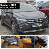 Dacia Sandero Mk3 2020 Sonrası Uyumlu Batman Yarasa Ayna Kapağı Piano Black ABS Plastik thumbnail 1