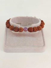 Ametist Taşlı Rudraksha Tohum Unisex Bileklik 8mm - 2