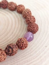 Ametist Taşlı Rudraksha Tohum Unisex Bileklik 8mm - 3