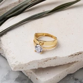 Kadın Tektaş Alyans Yüzük 14 Ayar Altın thumbnail 3