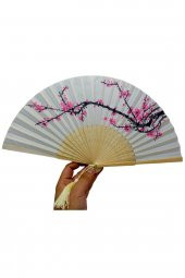 Japon Bambu Kumaş Yelpaze Çanta Boy Stant Hediyeli No.5 - 7