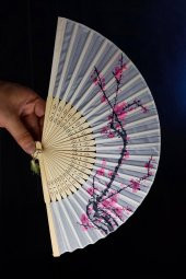 Japon Bambu Kumaş Yelpaze Çanta Boy Stant Hediyeli No.5 - 8