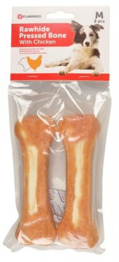 Flamingo Tavuk Eti Kaplı Kemik Köpek Ödülü 2 li  15 cm 220 gr Skt:09/2025 - 1