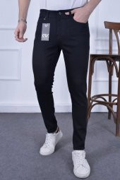 Erkek Kot Pantolon kinem Slim Fit Jean Siyah - 1