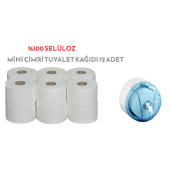 %100 Selüloz Mini Cimri İçten Çekmeli Tuvalet Kağıdı 12 Adet (KOLİ) - 1