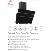 Esty 3473 Plus 60 cm  Siyah Dekoratif Cam Davlumbaz - 2