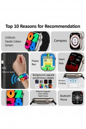Hk9pro Akıllı Saat Süper Amoled New 2023 (ÇİFT KORDON SİYAH&BEYAZ) - 8