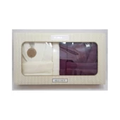 Özdilek Branch Aile Bornoz Seti Krem-Mürdüm 6745 - 2