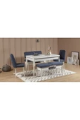 ZEYTUN Paris Banklı Yemek Masası Takımı Beyaz Lacivert - 1