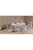 ZEYTUN Paris Banklı Yemek Masası Takımı Beyaz Soho Gri - 1