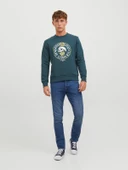 JACK JONES Erkek Kuru Kafa Baskılı Bisklet Yaka Sweatshirt 12244220 thumbnail 4