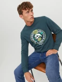 JACK JONES Erkek Kuru Kafa Baskılı Bisklet Yaka Sweatshirt 12244220 thumbnail 3