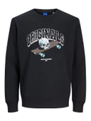 JACK JONES Erkek Kuru Kafa Baskılı Bisklet Yaka Sweatshirt 12244220 - 7
