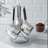 Nehir  Modern Askı Standlı 4 Parça Çelik Cezve Seti (8697076290156) thumbnail 3