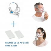 ResMed AirFit F20 Tam Yüz CPAP Maskesi (Large Boy) +ResMed S9 ve Air Serisi Filtre 2’li Paket - 1