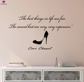 Oturma Odası, Ofis, Dükkan Duvar Sticker Alıntı Coco Chanel Hayattaki En İyi Şeyler Ücretsizdir Pahalı Çıkartmalar - 1