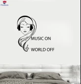 Oturma Odası, Ofis, Dükkan Sticker Alıntı Genç Kız Odası Müzik Kulaklık Müzikal Duvar Sticker Benzersiz Hediyelik thumbnail 1