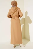 Boydan Fermuarlı Kolları Katlamalı Trençkot Camel - 3