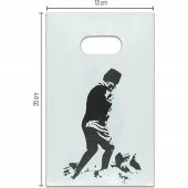 El Geçmeli Atatürk Baskılı Beyaz Plastik Çanta 20x13 cm - 1