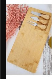 Bambu 4 Parça Kahvaltı Peynir Servis Sunum Tabağı Tahtası Kahvaltı Sunum Tahtası - 4