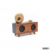 Global Çift Hoparlörlü Gramafon Speaker Bluetooth Hoparlör Fm Radyo+Sd Kart+UsbA+3.5mm Aux Girişli WNE0136 - 1