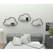DEKORATİF METAL RAF BULUT DUVAR RAFI 3 LÜ SET ÇOK AMAÇLI KİTAPLIK FOTOĞRAFLIK STAND - 4