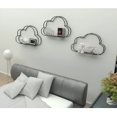 DEKORATİF METAL RAF BULUT DUVAR RAFI 3 LÜ SET ÇOK AMAÇLI KİTAPLIK FOTOĞRAFLIK STAND - 5
