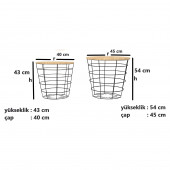 2 Lİ ORTA SEHPA TEL SAKLAMA SEPETLİ ZİGON METAL ORTA SEHPA - 6