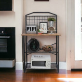 DEKORATİF ÇOK AMAÇLI ÇAM AHŞAP TABLALI GENİŞ MUTFAK BANGOSU BAR MASA METAL KAHVE KÖŞESİ - 1