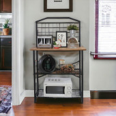 DEKORATİF ÇOK AMAÇLI ÇAM AHŞAP TABLALI GENİŞ MUTFAK BANGOSU BAR MASA METAL KAHVE KÖŞESİ - 3