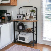 DEKORATİF ÇOK AMAÇLI ÇAM AHŞAP TABLALI GENİŞ MUTFAK BANGOSU BAR MASA METAL KAHVE KÖŞESİ - 4