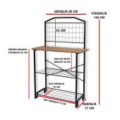 DEKORATİF ÇOK AMAÇLI ÇAM AHŞAP TABLALI GENİŞ MUTFAK BANGOSU BAR MASA METAL KAHVE KÖŞESİ - 5