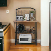 DEKORATİF ÇOK AMAÇLI ÇAM AHŞAP TABLALI GENİŞ MUTFAK BANGOSU BAR MASA METAL KAHVE KÖŞESİ - 6