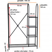DEKORATİF ÇOK AMAÇLI METAL 5 RAFLI AYAKKABILIK ELBİSE ASKILIĞI PORTMANTO VE KONFEKSİYON ASKILIĞI SİYAH - 5