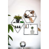 DEKORATİF METAL RAF GEOMETRİK 3'LÜ SET DUVAR RAFI KURULUM GEREKTİRMEYEN ÇOK AMAÇLI FOROĞRAFLIK STAND - 1