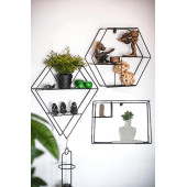 DEKORATİF METAL RAF GEOMETRİK 3'LÜ SET DUVAR RAFI KURULUM GEREKTİRMEYEN ÇOK AMAÇLI FOROĞRAFLIK STAND - 2