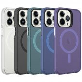 Apple iPhone 13 Pro Max Kılıf Özel Tuşlu Magsafe Şarj Özellikli Buzlu Transparan C-Pro Sert Kapak - 3