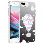 Apple iPhone 8 Plus Kılıf Desenli Catchword Silver Sert Kapak - 1